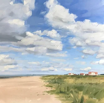 Scottish Artist JOHN BELL - Houses at Barassie Beach